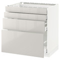 METOD/MAXIMERA Base cab 4 frnts/4 drawers, white/Ringhult light grey, 80x61.8x88 cm