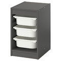 TROFAST Storage combination with boxes, grey/white, 34x44x56 cm