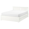 SONGESAND Bed frame with 2 storage boxes, white, Leirsund, 140x200 cm