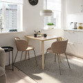 LISABO / KRYLBO Table and 2 chairs, ash veneer/Tonerud dark beige, 88 cm
