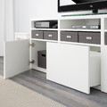 BESTÅ TV storage combination/glass doors, white/Lappviken white clear glass, 180x42x192 cm