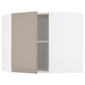 METOD Corner wall cabinet with shelves, white/Upplöv matt dark beige, 68x60 cm