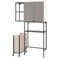 ENHET Storage combination for laundry, anthracite/grey frame, 120x32x204 cm