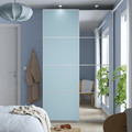 PAX / MEHAMN/AULI Wardrobe with sliding doors, white double sided/light blue mirror glass, 150x44x236 cm