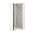 PAX / FARDAL/ÅHEIM Corner wardrobe, high-gloss white/mirror glass, 110/88x201 cm