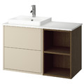 HAVBÄCK / ORRSJÖN Wash-stand/wash-basin/tap, beige/brown oak effect/white marble effect, 102x49x71 cm