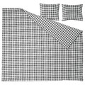 EKTANDVINGE Duvet cover and 2 pillowcases, anthracite white/check, 200x200/50x60 cm