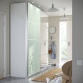 MEHAMN/AULI Pair of sliding doors, aluminium double sided/light green mirror glass, 150x236 cm