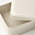 PLOGFÅRA Storage box with lid, light beige, 22x16x8 cm