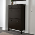 HEMNES Shoe cabinet with 2 compartments, black-brown, 89x127 cm