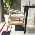 LISABO / SALNÖ Table and 4 chairs with armrests, black rattan/Gransel natural, 140x78 cm