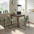 EKEDALEN / MÅNHULT Table and 2 chairs, dark brown/Hakebo grey-green, 80/120 cm