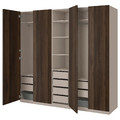 PAX / STORKLINTA Wardrobe combination, grey-beige/dark brown stained oak effect, 250x58x236 cm