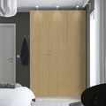 PAX / STORKLINTA Wardrobe combination, grey-beige/oak effect, 150x60x236 cm