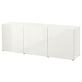 BESTÅ Storage combination with doors, white/Selsviken high-gloss/white, 180x42x65 cm