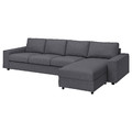 VIMLE Cover 4-seat sofa w chaise longue, with wide armrests/Gunnared medium grey