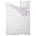 NATTSLÄNDA Duvet cover and pillowcase, floral pattern grey/white, 150x200/50x60 cm