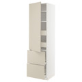 METOD / MAXIMERA Hi cab w shlvs/4 drawers/dr/2 frnts, white/Havstorp beige, 60x60x220 cm