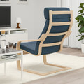 POÄNG Armchair, white stained oak veneer, Hillared dark blue