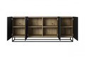 Four-Door Cabinet Asha 200cm, metal legs, artisan/matt black