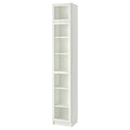 BILLY / OXBERG Bookcase w height extension ut/drs, white/glass, 40x42x237 cm