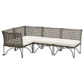 JUTHOLMEN Modular corner sofa 3-seat, outdoor, dark grey/Kuddarna light grey-beige