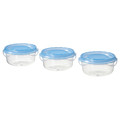 PRUTA Food container, transparent/blue, 70 ml, 3 pack