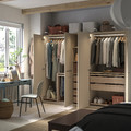 PAX / FORSAND Wardrobe combination, grey-beige/white stained oak effect grey-beige, 250x60x201 cm