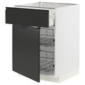 METOD / MAXIMERA Base cab w wire basket/drawer/door, white/Upplöv matt anthracite, 60x60 cm