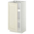 METOD Base cabinet with shelves, white/Bodbyn off-white, 40x37 cm