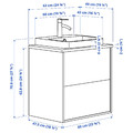 ÄNGSJÖN / BACKSJÖN Wash-stnd w drawers/wash-basin/tap, high-gloss white/black marble effect, 62x49x71 cm