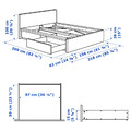 MALM Bed frame, high, w 2 storage boxes, white, Luröy, 140x200 cm