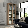 BILLY / OXBERG Bookcase w glass doors, oak effect, 80x30x202 cm