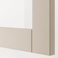 BESTÅ TV storage combination/glass doors, white Lappviken/light grey-beige clear glass, 300x42x211 cm