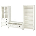 HEMNES TV storage combination, white stain, clear glass, 326x197 cm