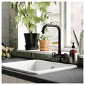 GAMLESJÖN Dual-control kitchen mixer tap, brushed black metal