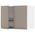 METOD Wall cabinet w dish drainer/2 doors, white/Upplöv matt dark beige, 80x60 cm