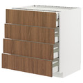 METOD / MAXIMERA Base cb 4 frnts/2 low/3 md drwrs, white/Tistorp brown walnut effect, 80x60 cm