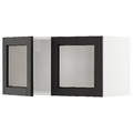 METOD Wall cabinet with 2 glass doors, white/Lerhyttan black stained, 80x40 cm
