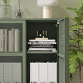 IVAR Cabinet with doors, grey-green mesh, 160x30x83 cm