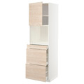 METOD / MAXIMERA Hi cab f micro combi w door/3 drwrs, white/Askersund light ash pattern, 60x60x200 cm