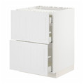 METOD / MAXIMERA Base cab f hob/2 fronts/3 drawers, white/Stensund white, 60x60 cm