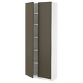 METOD High cabinet with shelves, white/Havstorp brown-beige, 80x37x200 cm