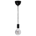 SUNNEBY / MOLNART Pendant lamp, black/globe grey clear glass, 125 mm