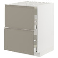 METOD / MAXIMERA Base cab f hob/int extractor w drw, white/Upplöv matt dark beige, 60x60 cm