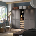 PAX / FORSAND Wardrobe combination, dark grey/white stained oak effect dark grey, 250x60x201 cm