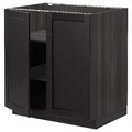 METOD Base cabinet with shelves/2 doors, black/Lerhyttan black stained, 80x60 cm