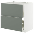 METOD / MAXIMERA Base cab f sink+2 fronts/2 drawers, white/Nickebo matt grey-green, 80x60 cm