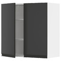 METOD Wall cabinet with shelves/2 doors, white/Upplöv matt anthracite, 80x80 cm