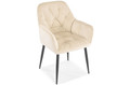 Glamour Chair with Armrests EMMA, velvet, beige